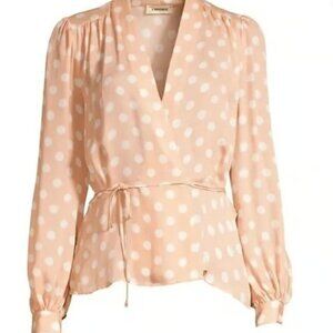 L'AGENCE Cara Wrap Blouse Petal & Ivory Size M